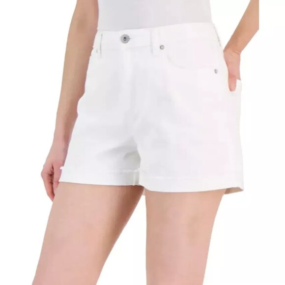 NEW! INC Denim Cuffed Shorts Off White/ Polar Wash High Rise Sz 14 Msrp: $59.50 - Picture 6 of 10
